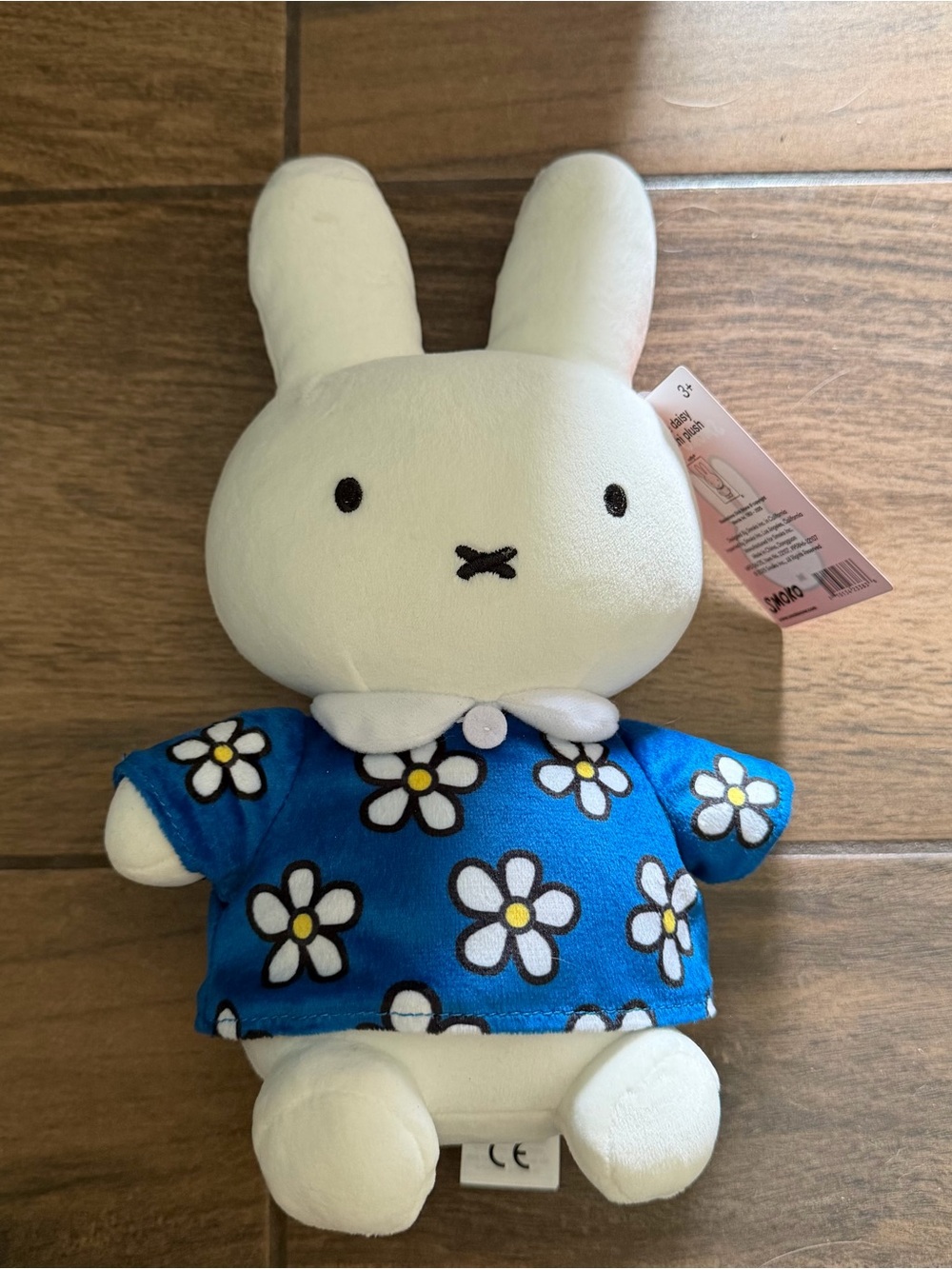 miffy White Plush in Blue Daisy Shirt